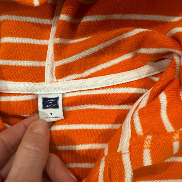 Janie and Jack boys Henley hooded striped shirt, size 7 - Picture 6 of 9